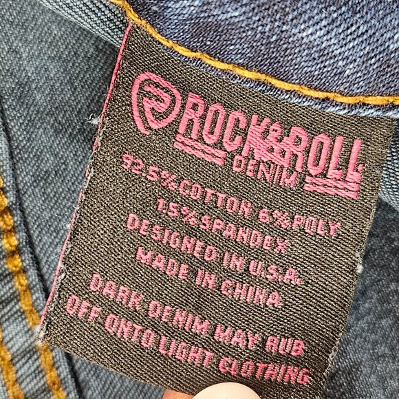 Rock & Roll Cowgirl Jeans Women 26x32 (28x31) Blue Bargain Button Flare Wide Leg - Picture 5 of 16